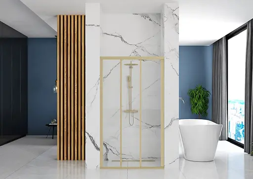 Душевые двери Rea Alex 100 brushed gold REA-K2500, прозрачный, золотой - фото 4