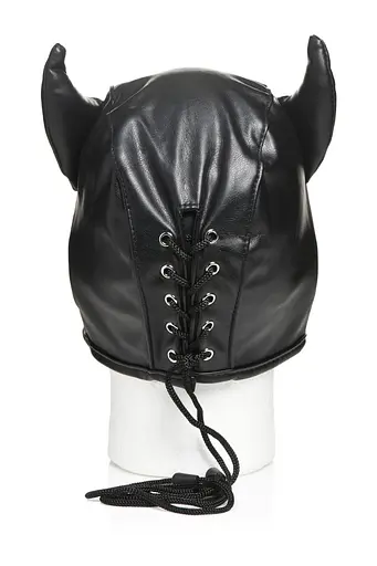 Маска Master Series Dungeon Demon Bondage Mask with Horns - Black - фото 4