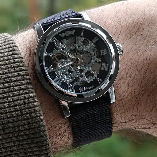 Часы Winner Black Textile Classic, 2 ремешка - фото 7