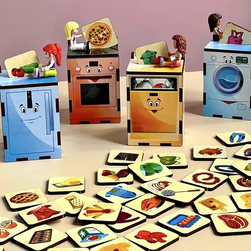 Дерев'яна настільна гра "Побутова техніка" Ubumblebees (ПСД001) PSD001 сортер-комодик - фото 3