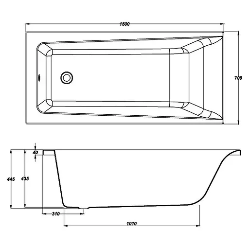 Ванна акриловая Cersant Lorena 150x70 - фото 3