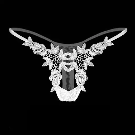 Трусики жіночі стрінги з квітковим принтом та пікантним вирізом S/M білі - фото 4