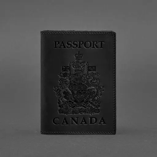 Кожаная обложка для паспорта с канадским гербом черная Crazy Horse - фото 5