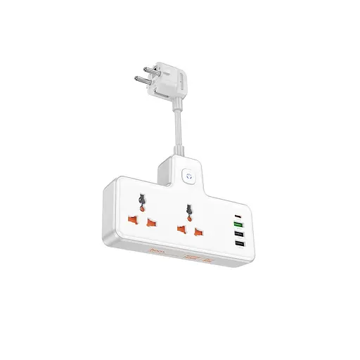Сетевой удлинитель HOCO AC12A Reise 2-position expansion socket(PD30W1C3A) (8.5 cm) White - фото 1