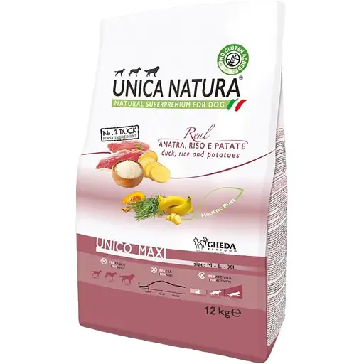 Сухий корм для собак Unica Natura Unico Maxi качка з рисом та картоплею 12 кг - фото 1