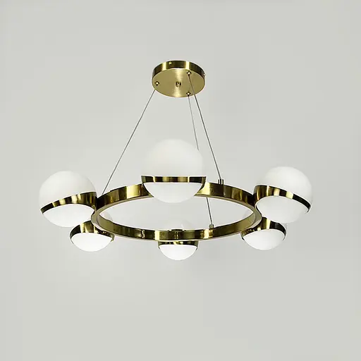 Элегантная латунная кольцевая люстра на 6 плафонов Ø 65 см | Ст. SG 51/6 AB+WT | Line F - фото 3