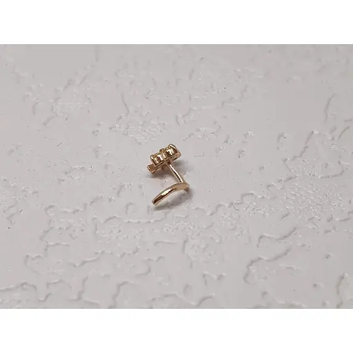 Золотая серьга-пирсинг в нос Dear с фианитами. 1041.10 Шампань - фото 3