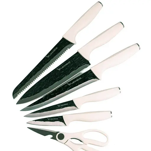Набір кухонних ножів з підставкою 6 предметів, білий TS Kitchen HP1851057 - фото 3