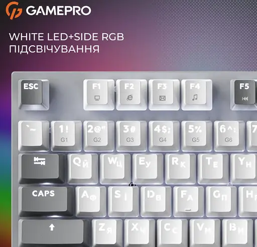 Клавіатура ігрова механічна GamePro MK-144-G Hot-Swap Outemu Red Switch USB Gray-White - фото 16