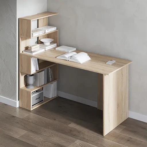 Комп’ютерний стіл Vays M-24, письмовий з полицями ліворуч, ЛДСП, 142×60×123 см - для дому, навчання, офісу - фото 2