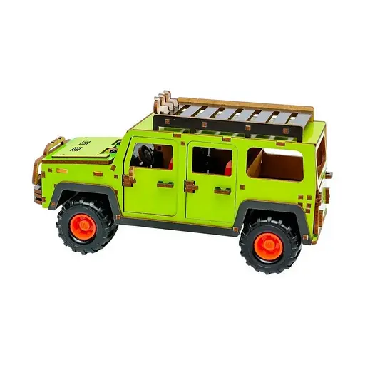 Деревянный 3D конструктор Внедорожник PuzzleOk Puz-00951 123 детали - фото 4