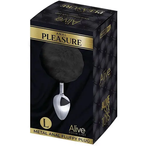 Металева анальна пробка Alive Fluffy Кролячий хвостик Plug L - фото 2