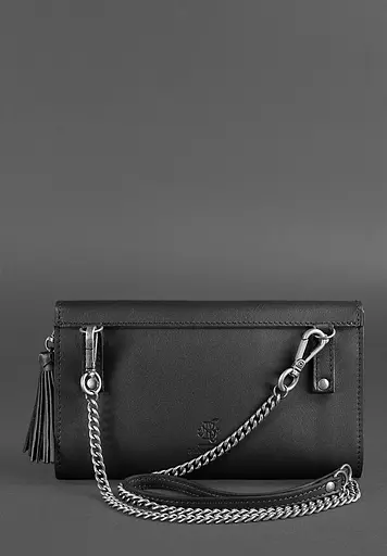 Шкіряна жіноча сумка Еліс чорна - фото 4