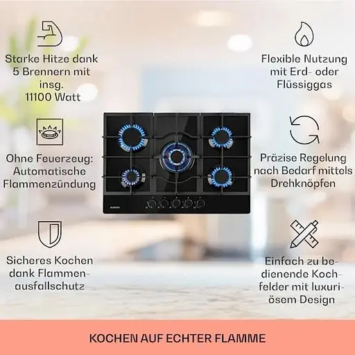 Варочная поверхность газовая Klarstein Ignito 5 Sabaf (10033133) - фото 7