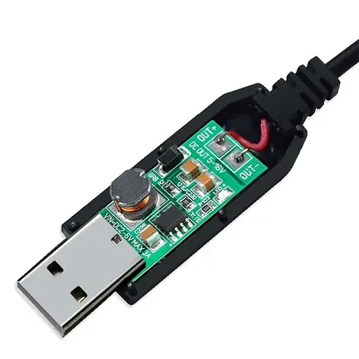 USB-кабель с преобразователем напряжения с 5V на 12 V 0.5 А 5.5 на 2.1 мм DC для роутера - фото 3