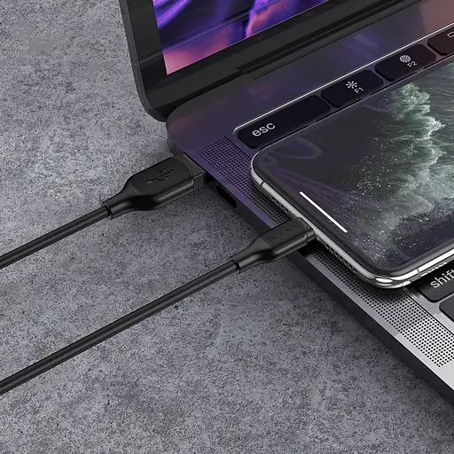 Кабель BOROFONE BX42 USB to iP 2.4A, 1m, silicone, TPE connectors, Black - фото 6