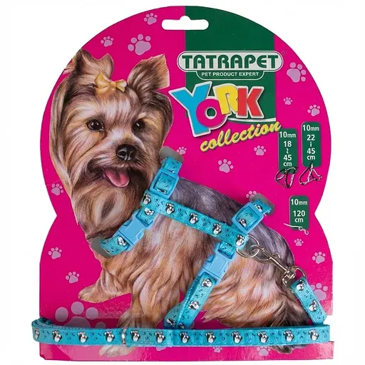 Набір шлея і повідець для собак TatraPet York блакитний 1 х 18-45 x 120 см