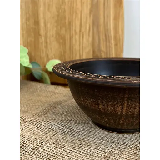 Миска для галушок керамічна (глиняна) різьблена Колосок 700 мл - фото 4