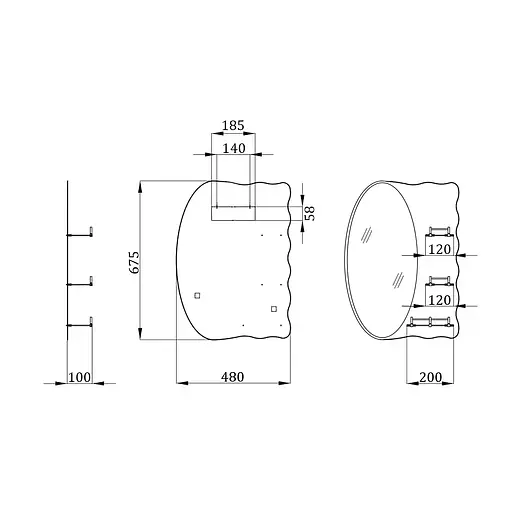 Зеркало Kroner KRM Belantis - ACS705 с тремя полками CV022929, Белый - фото 2