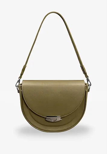 Женская кожаная сумка Kira оливковая - фото 5