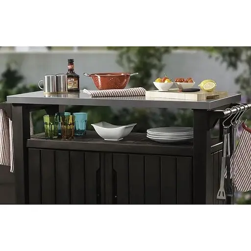 Стол-буфет для барбекю Keter Unity XL коричневый, 207 л - фото 7