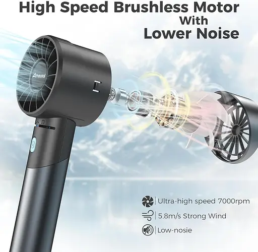 Портативный ручной вентилятор Amacool 17 часов автономной работы 2600 мАч - фото 5