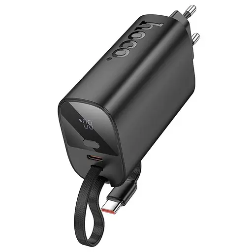 Сетевое зарядное устройство Hoco J148 со встроенным Power Bank 5000mAh PD 20W + кабель Type-C черный - фото 4