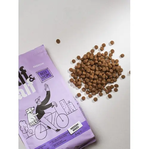 Сухой корм Half & Half для взрослых собак средних пород, с говядиной, 12 кг - фото 4