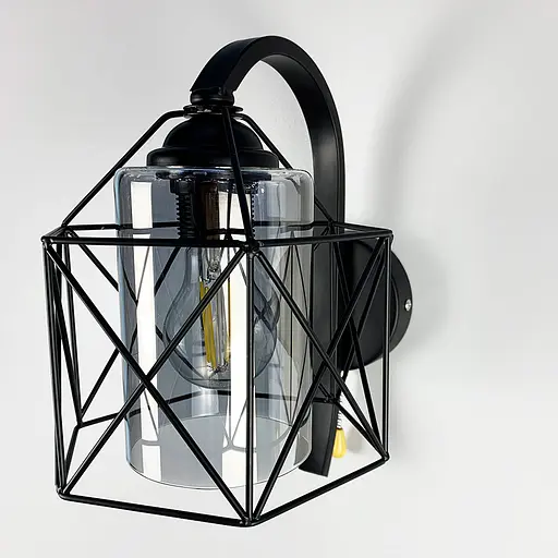 Металлическое бра в стиле Лофт в черном корпусе Арт. W 8180/1 Line F - фото 2