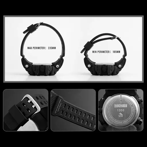 Чоловічий годинник з барометром Skmei 1358 processor (Червоний) - фото 8