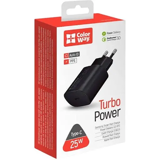 Зарядний пристрій ColorWay Power Delivery Port PPS USB Type-C (25W) Black