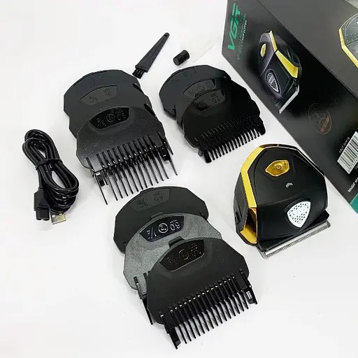 Мужской аккумуляторный триммер VGR V-910 с 9 насадками дисплеем машинка для стрижки IPX7 10 Вт - фото 3