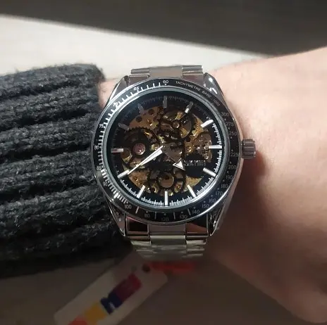 Мужские механические часы Skmei 9194 скелетон (Серебристые) - фото 5