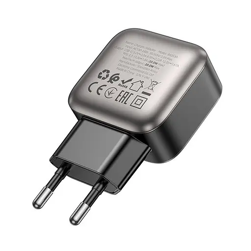 Адаптер сетевой Borofone Absolute single-port charger BAS53A | 1Type-C, 20W/3A, PD/QC| - фото 3