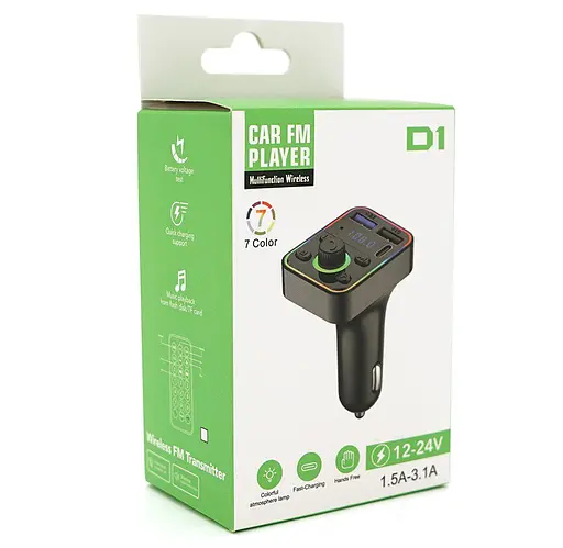 Автомобильный FM трансмиттер модулятор Bluetooth Voltronic FMD1 3.1A, USB, TF