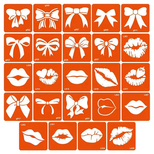 Набір трафаретів для біо-тату «G+L - губки і бантики» g-L-simple_24_1
