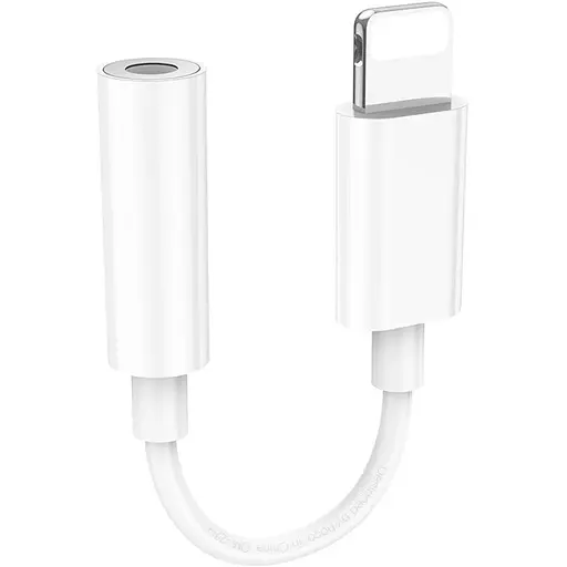 Адаптер перехідник Hoco LS34 аудіо конвертер Lightning to Jack 3.5 F 0.08 m білий