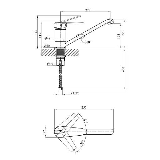 Змішувач для кухні Kroner KRM Odra - C030 (CV021079) - фото 7