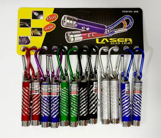 Фонарик MK 4301-2 7см,брелок, свет, лазер, бат МИКС - фото 2