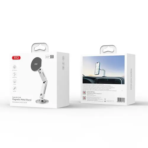 Автодержатель XO C148 Metal Twin Bar 360° Rotating Magnetic Handse серебристый - фото 4