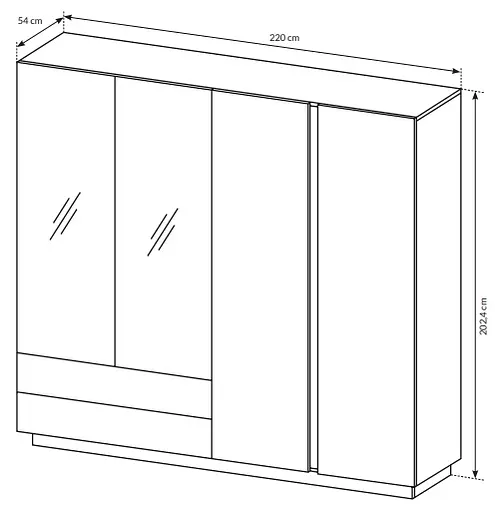 Шкаф для одежды Perfect Home Арко / Arco 4-дверный с зеркалом 4D2S/220 Белый глянец/дуб грандсон (PFH-091041) - фото 7