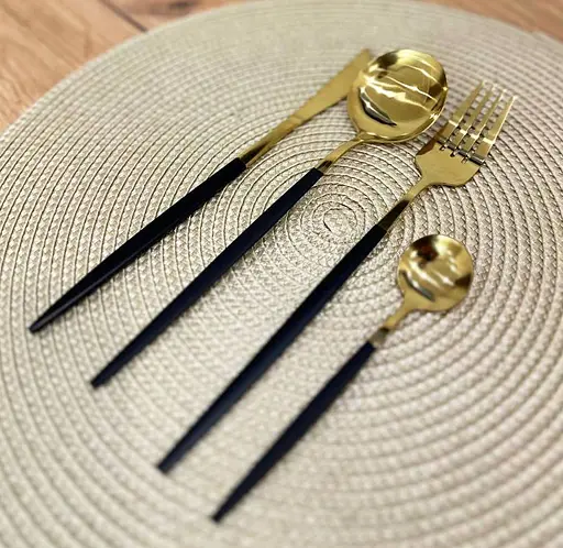 Набор столовых приборов A-Plus Cutlery set Gold на 1 персону 4 предмета Золотой - фото 2