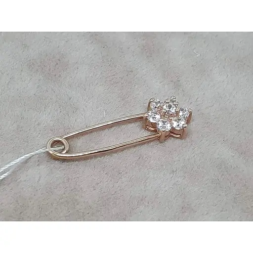 Золота брошка-шпилька Імперія золота Квітка з фіанітами. БШ079И - фото 2