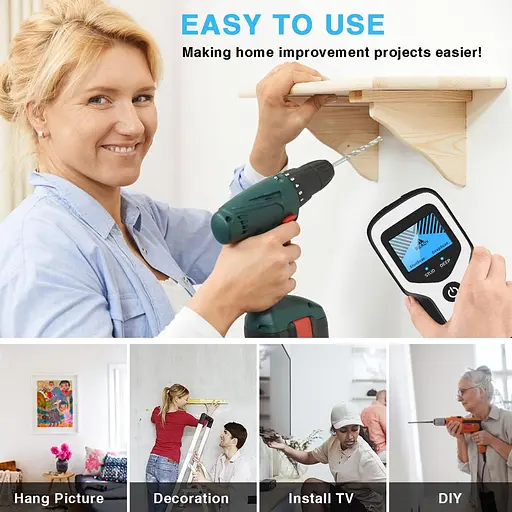 Детектор стін FOLAI Finder для пошуку по краях та центру деревини, проводів змінного струму під напругою, металевих шипів - фото 4