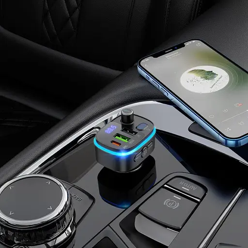 Автомобильный адаптер HOCO Fast car BT FM transmitter E62 2USB и 1Type-C 20W - фото 8