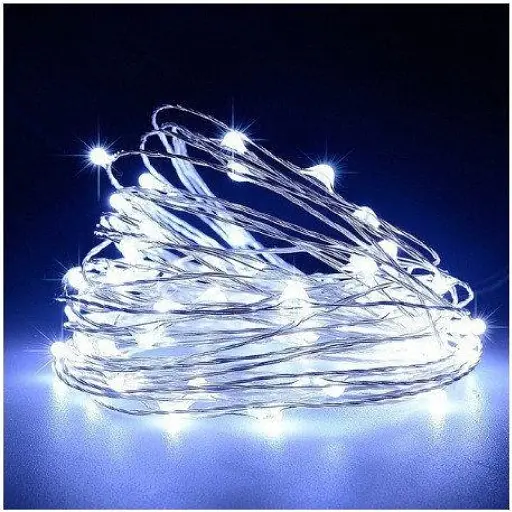 Новогодняя гирлянда роса Brille на батарейках 50 LED 5 м белого цвета 1977-03