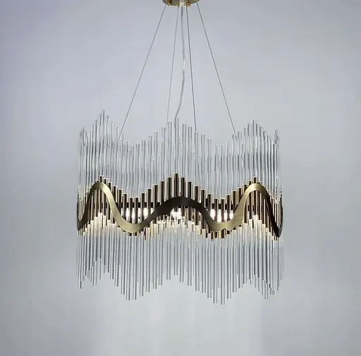 Люстра кольцо с тонкими стеклянными палочками в роскошном бронзовом оттенке Line.F MD 8089-600 - фото 5