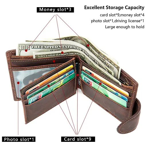 Мужской кожаный кошелек Vintage 9.5х11х2 см acs0014735 - фото 6