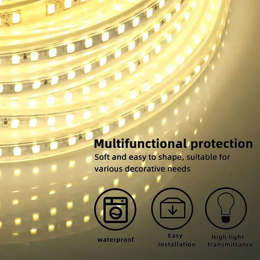 Pcning 10 м світлодіодна стрічка 220 В 230 В Пряме з'єднання IP67 Водонепроникний 4000 К без трансформатора з вилкою ЄС - фото 5