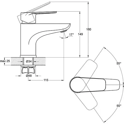 Змішувач для умивальника TROYA BGX1-A189 одноважільний 30412 - фото 3